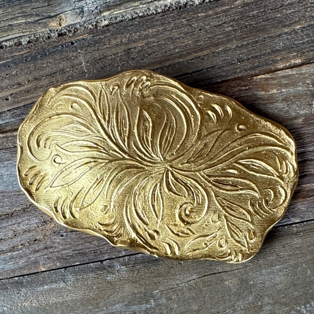Doreen Ryan vintage large gold tone swirl flower belt buckle‎ 1994